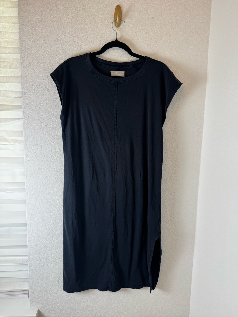 Everlane Black Midi Shift Dress with Side Vent